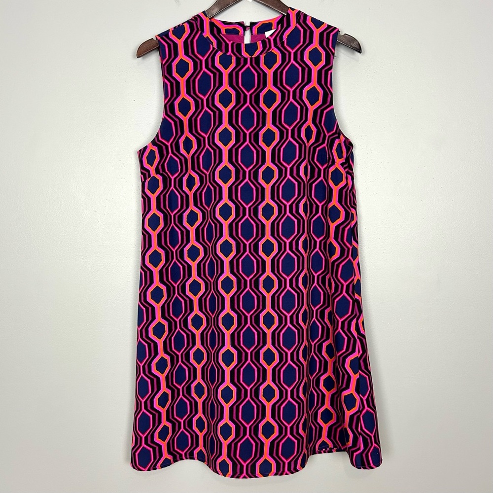 Julie Brown Brita Shift Dress Women’s Sz 10 Sleeveless Colorful Preppy Geometric